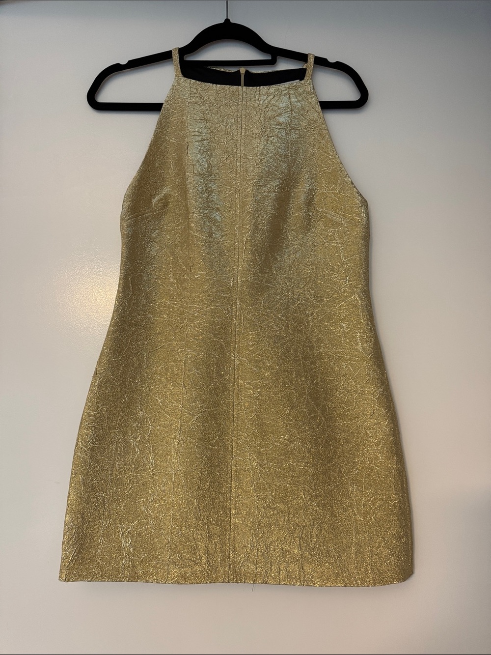 Zara Metallic Gold Halter Mini Dress